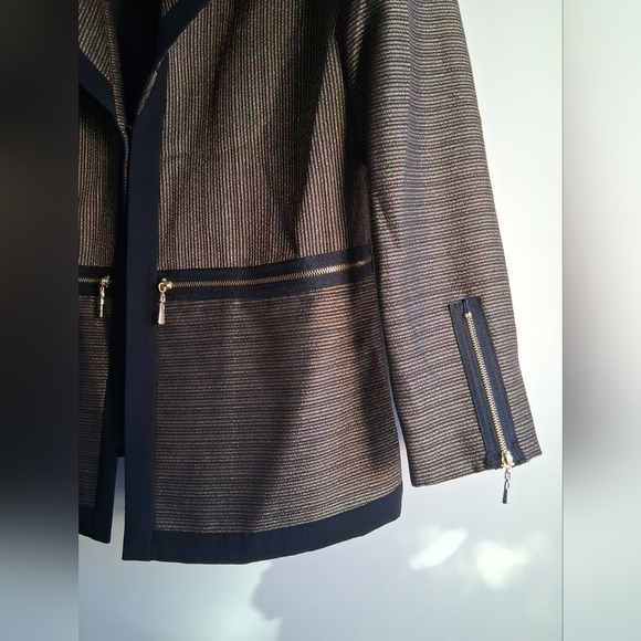 Vintage Nubiano Blazer Black Gold Regency Wedding Workwear Office 8 - Picture 4 of 8